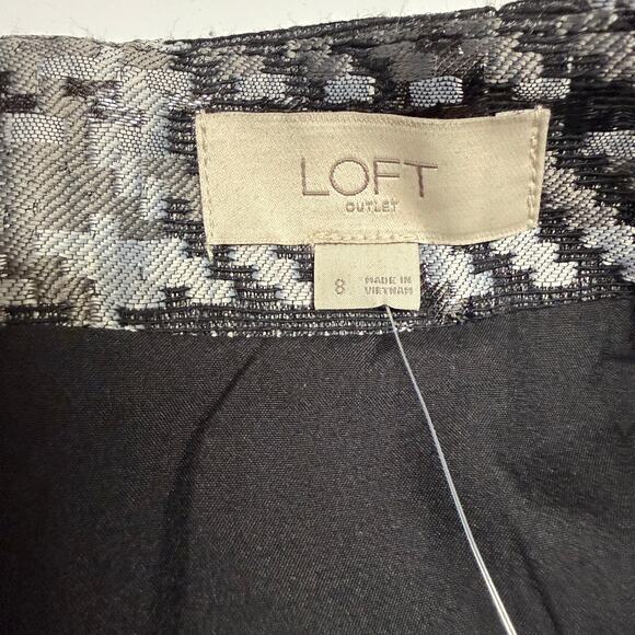 LOFT Outlet Womens Skirt Size 8 Black Gray Pewter Metallic Pencil Zip in Back - Picture 4 of 4